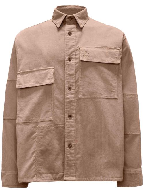 Patchwork-design cotton shirt - Neutrals