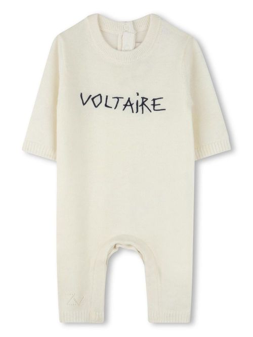 Logo-embroidered romper - Neutrals