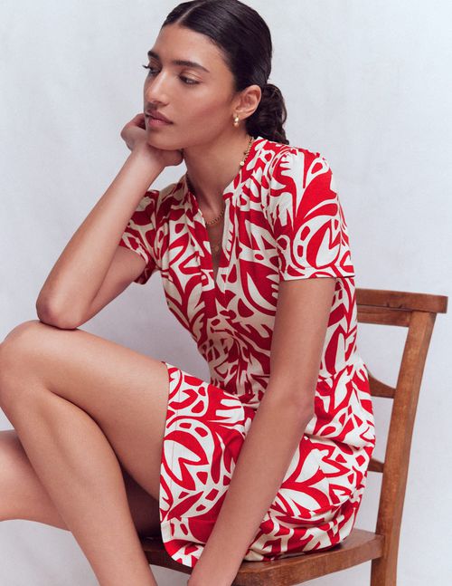 Women's Naomi Short Jersey Dress in Red | Size 0