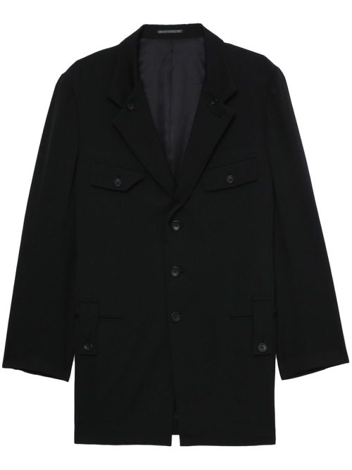 Wool single-breasted blazer - Black
