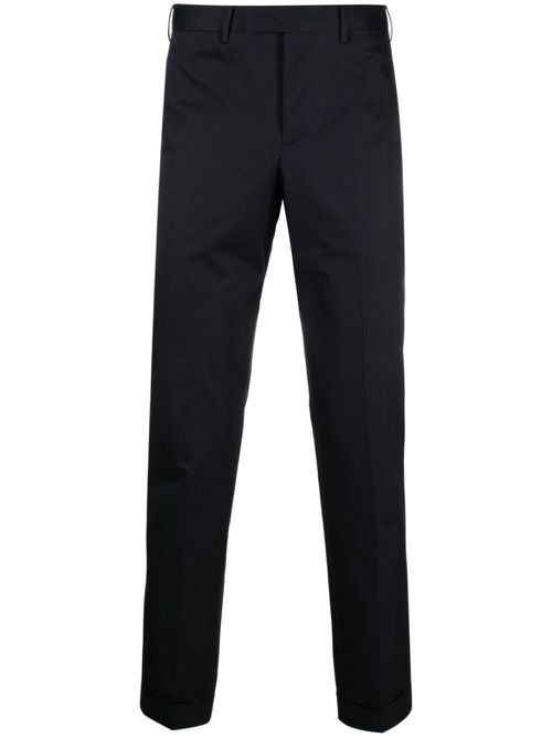 Slim-fit cotton tailored trousers - Blue
