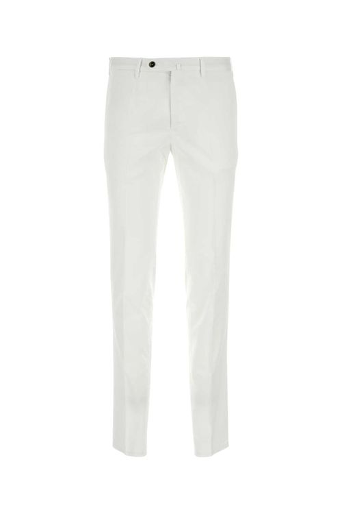 Stretch Cotton Blend Silkochino Trousers — White