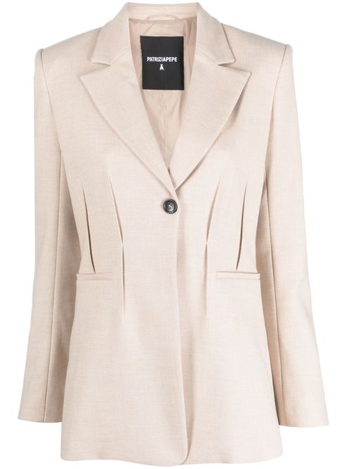 Single-breasted canvas blazer - Neutrals