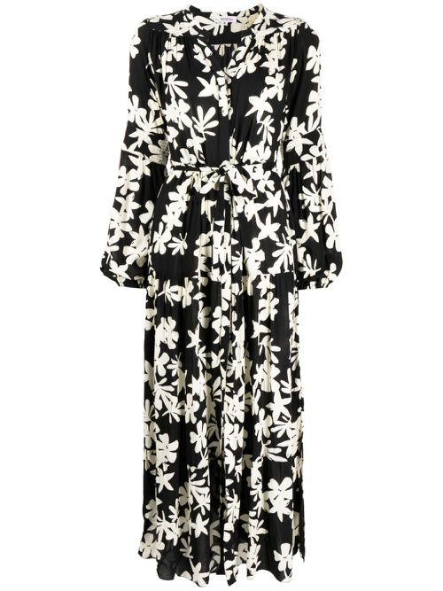 Floral-print peasant dress - Black