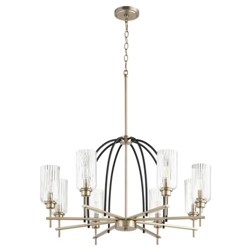 Espy 8-Light Chandelier in Textured Black w with Aged Bra