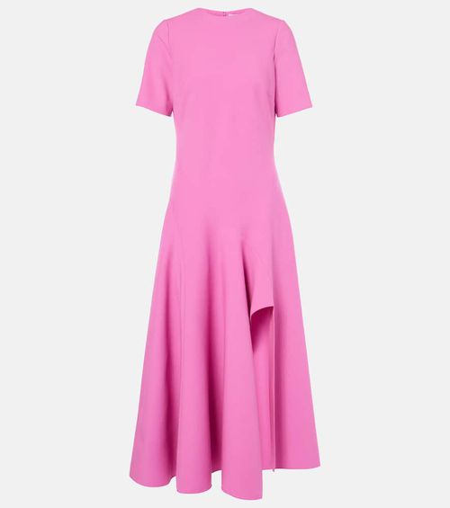 Draped wool-blend midi dress