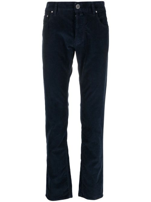 Mid-rise straight-leg trousers - Blue