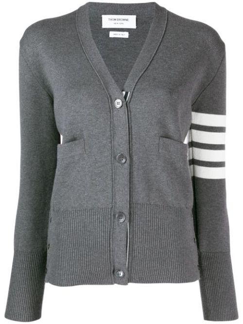 4-Bar crepe V-neck cardigan