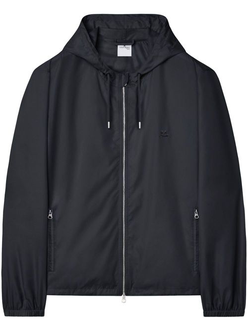 Logo-patch hooded windbreaker - Black