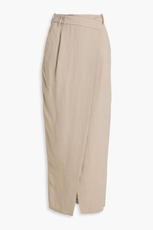 Pleated twill midi wrap skirt - Neutral - IT 40
