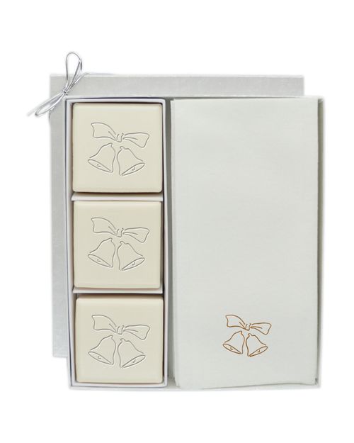 Bells Motif 3Pc Soap Set With 12 Gold Embossed Towels