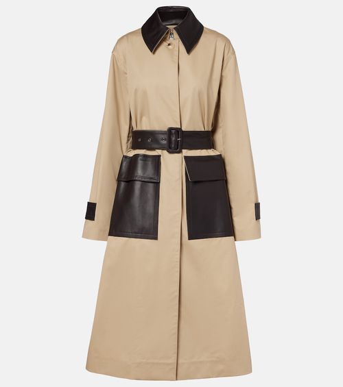Zaman leather-trimmed cotton trench coat