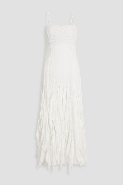 Gertrude pleated chiffon and lace gown