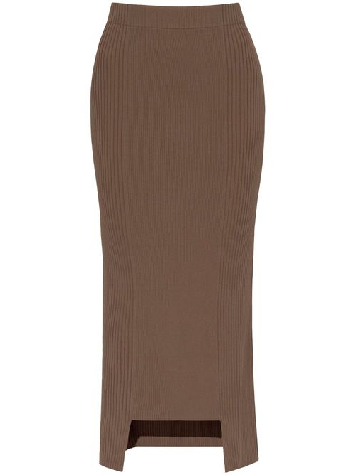 Merine ribbed midi skirt - Brown