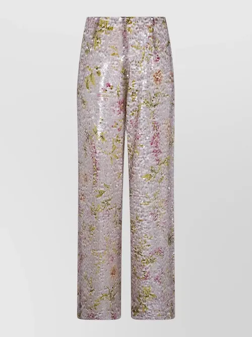 Alberta Ferretti - sequin floral high waist wide leg trouser
