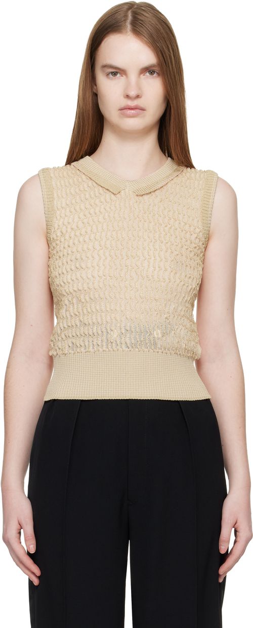 Pink & Beige Scalloped Vest