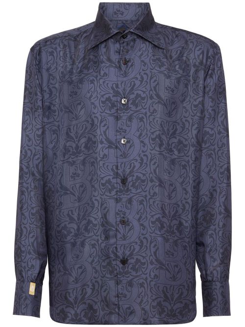 Monogram silk shirt - Blue