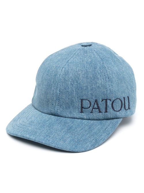 Embroidered-logo denim cap - Blue