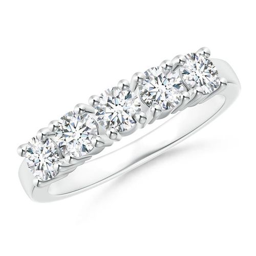 Angara 1.0 CTW Lab-Grown Five Stone 4-Prong Set Diamond Wedding Ring in 18K White Gold