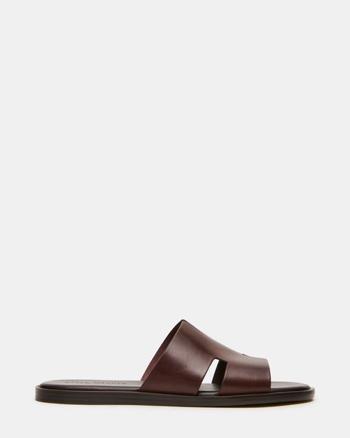 Steve Madden Men's Yussuf Slide Sandals - Brown - - Leather