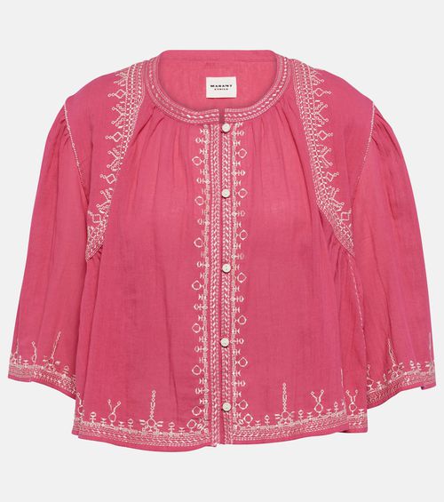 Marant Etoile Perkins embroidered cotton crop top