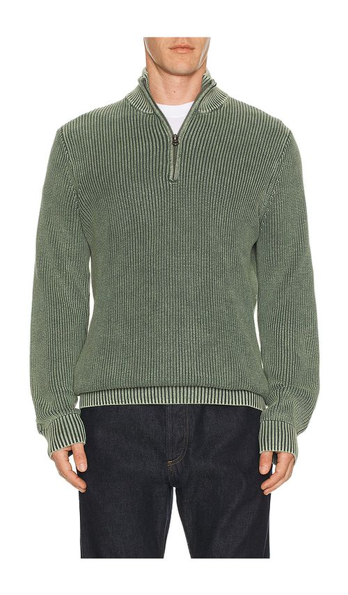 Faherty Sunwashed Quarter Zip Sweater in Olive. L. Also in M, S, XL/1X