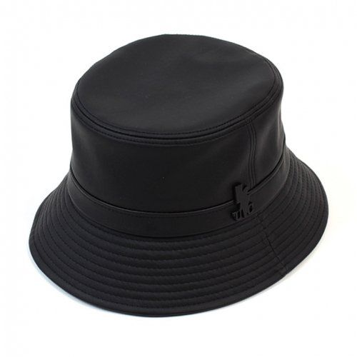 Side Thunder Black Leather Bucket Hat