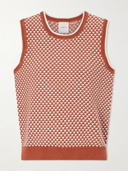 Jenson Two-tone Knitted Cotton Vest - Red