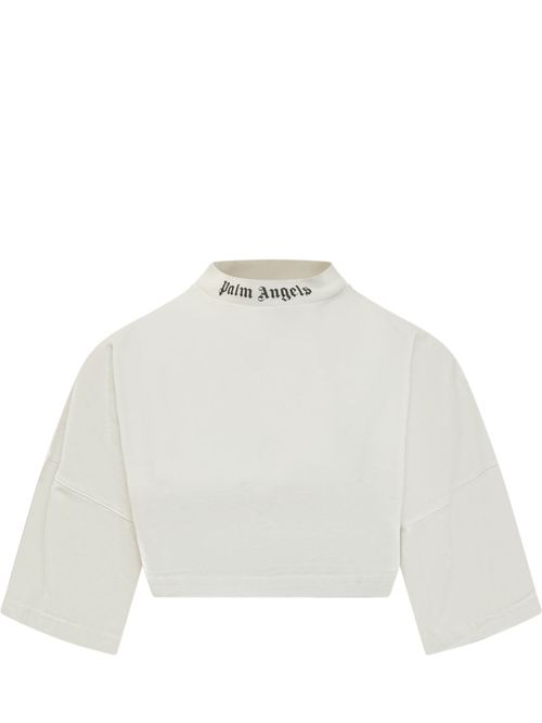 White Logo Mock Collar T-Shirt