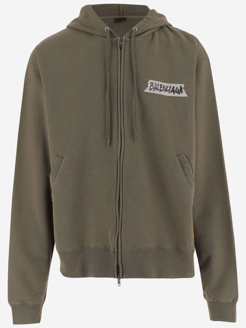 Khaki Masking Tape Zip-up Hoodie
