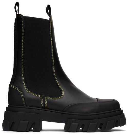Black cleat chelsea boots