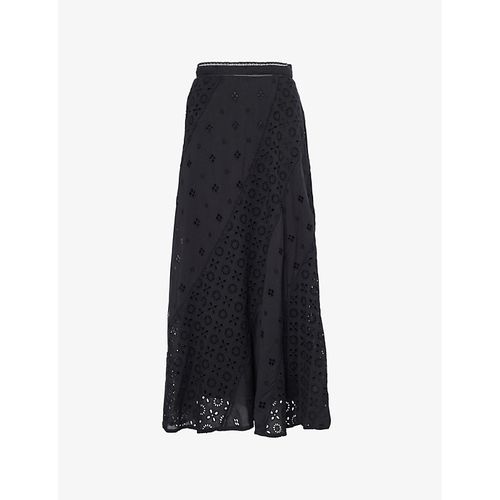 Womens Black Hudson Floral Cotton Midi Skirt