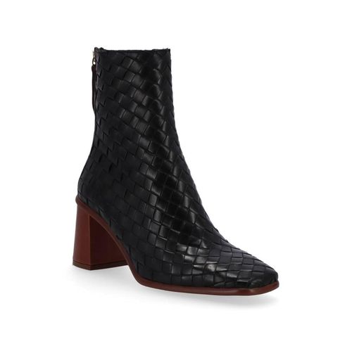 West Braided Leather Ankle Boots - Black
