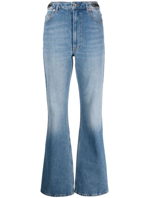 Coin-detail flared jeans - Blue