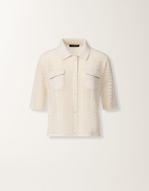 Organic cotton polo with lustrous viscose, butter
