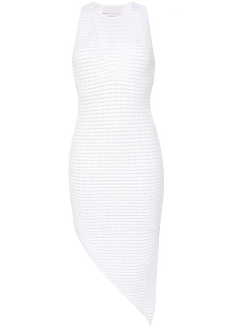 Panelled ribbed-knit midi dress - White