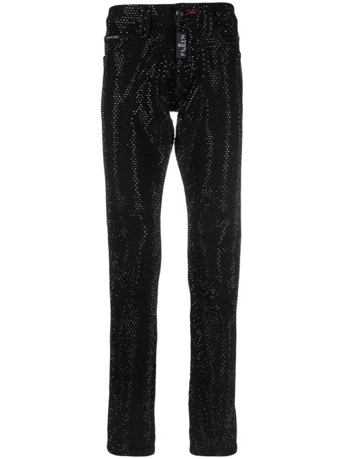 Crystal-embellished straight-leg jeans - Black