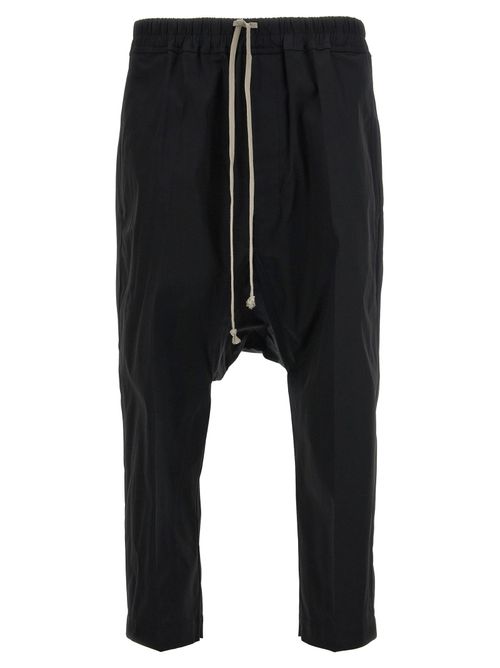 Drawstring Cropped Trousers — Black