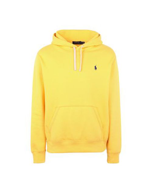 Cotton Blend Fleece Athleltic Hoodie Man Sweatshirt Yellow Size XXL Cotton, Polyester