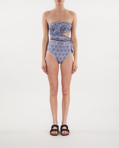 Zimmermann Swimsuit Vitali Placement Scarf Tie Blue 2