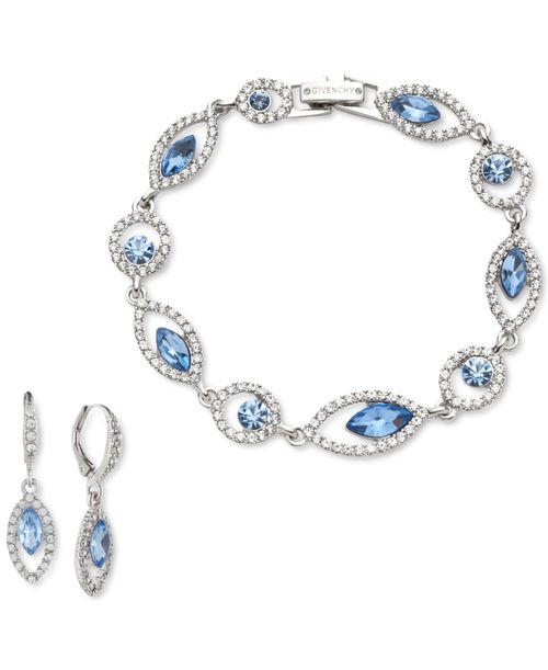 Mixed-Cut Crystal Flex Bracelet & Drop Earrings Set - Grotto Blu
