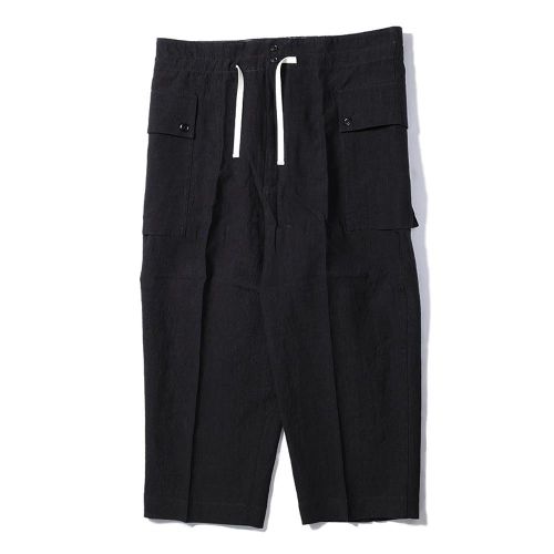 Linen Army Wide Trousers Black