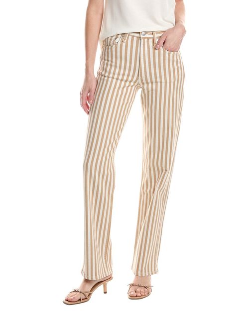 Shea Linen-Blend Relaxed Tan Stripe Straight Jean