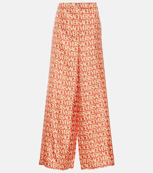 Logo wide-leg silk pants