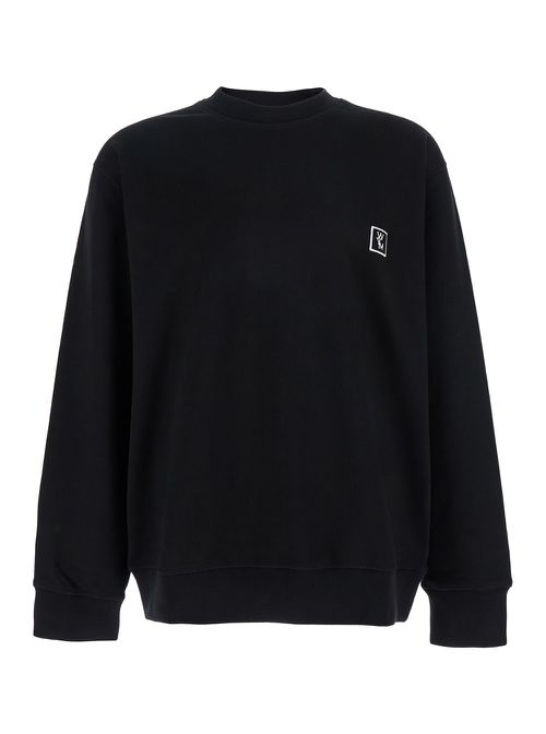 Black Sweatshirt With Logo Embroidery On The Front And Logo Lettering On The Rear In Cotton Man