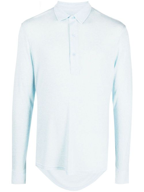 Piqué long-sleeve polo shirt - Blue