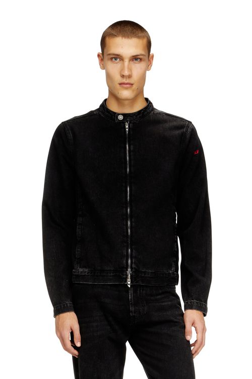 Bikerjacke aus sauber gewaschenem Denim - Denim jacken - Herren - Schwarz