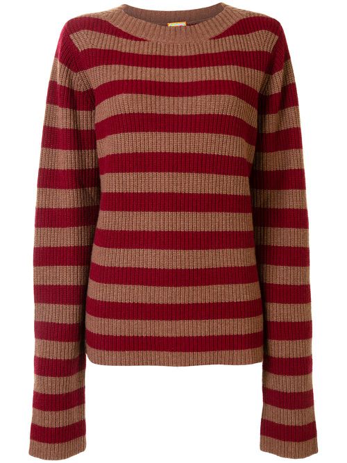 Horizontal stripe knit jumper - Red