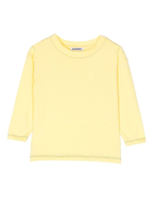 Contrast-trim long-sleeve T-shirt - Yellow