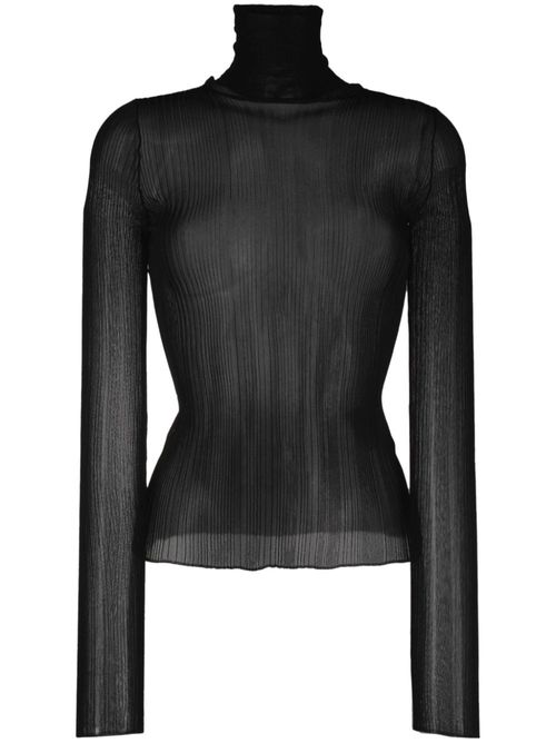 Roll-neck transparent-design sweater - Black